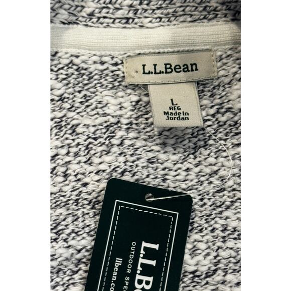 NWT L.L. Bean Cotton Ragg Sweater Open Cardigan Natural: Size Large - Picture 5 of 12